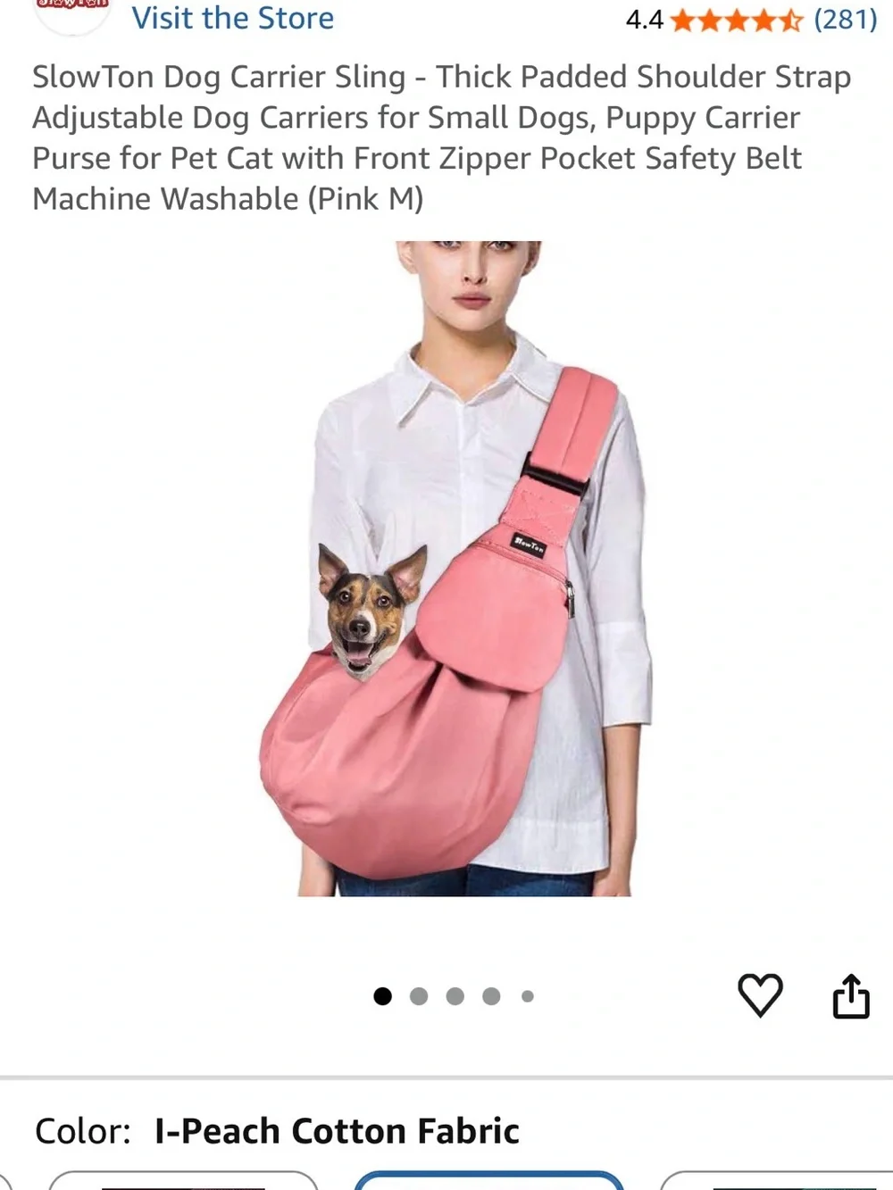 Amazon Pink Padded Dog Sling Carrier with Shoulder Strap